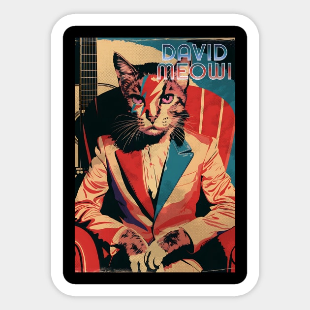 David Meowi Retro Cat Art Tribute Sticker by Designed By Marty